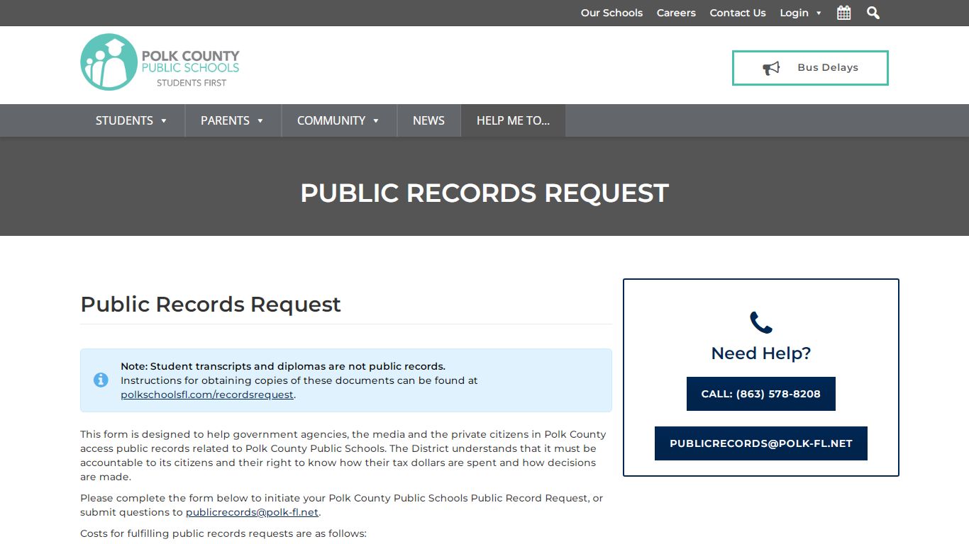 Public Records Request | Polk County Public Schools